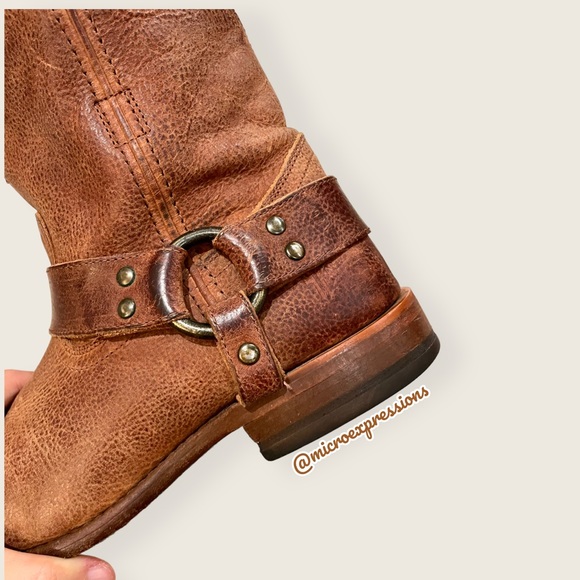$388 Frye Wyatt Harness Cognac Brown Leather Cowboy Western Short Ankle Boot - Picture 10 of 13